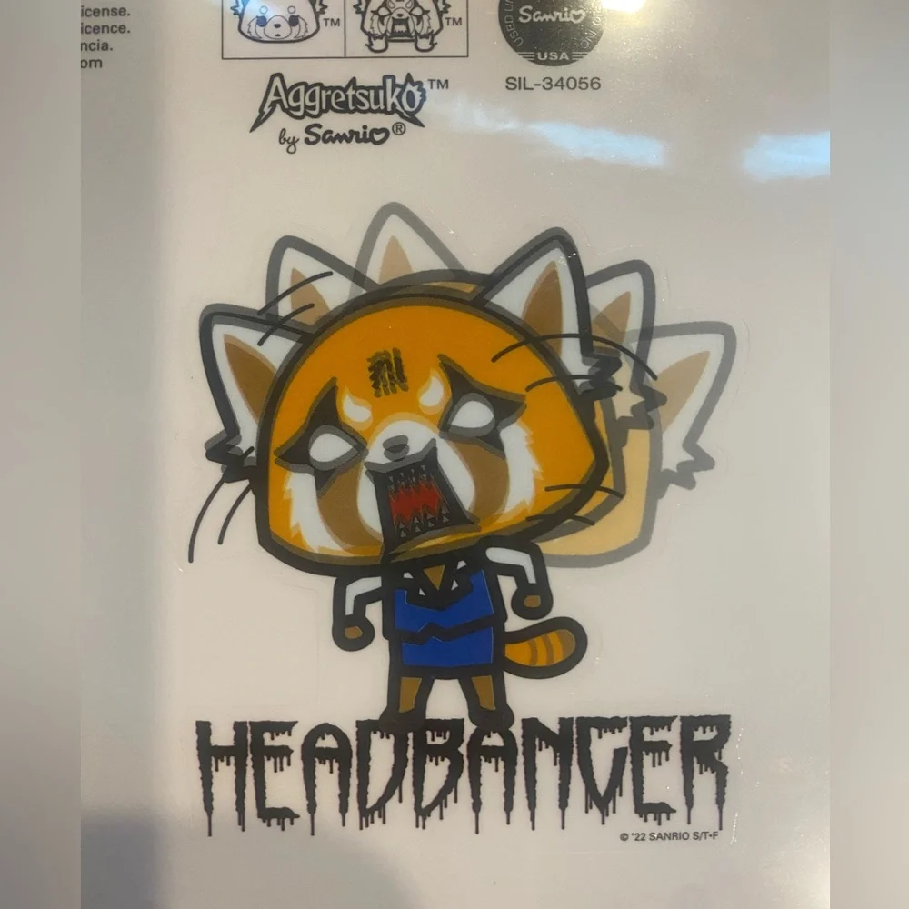 Aggretsuko patch and phone decals
